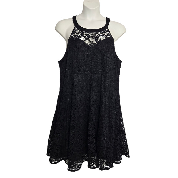 Torrid Mini Lace Skater Dress Size 2 2X Black 11668763 Sleeveless - Picture 1 of 5